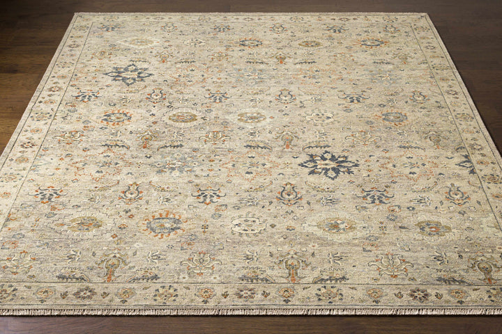 Sipocot Traditional Oushak Beige Hand Knotted Wool Area Rug