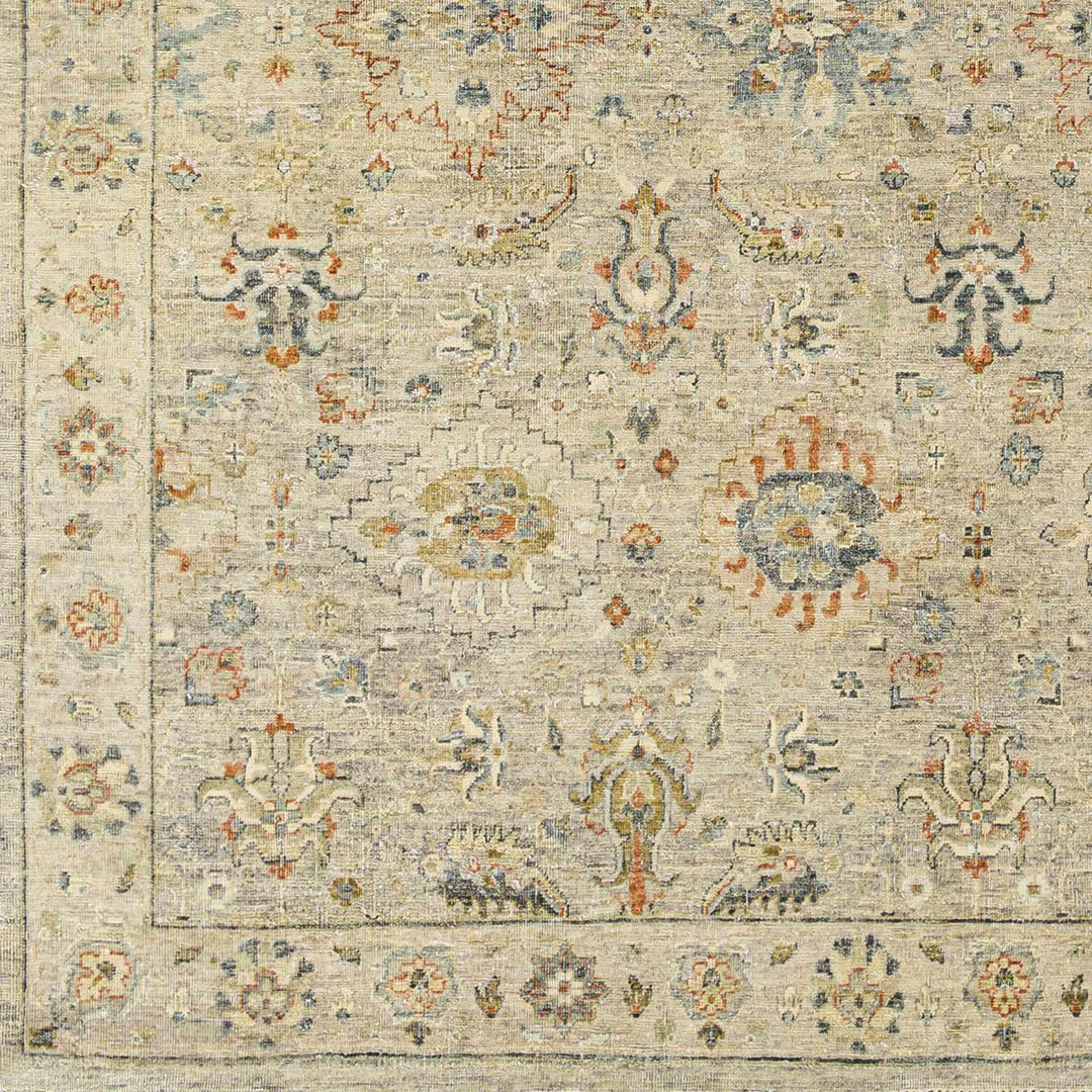 Sipocot Traditional Oushak Beige Hand Knotted Wool Area Rug