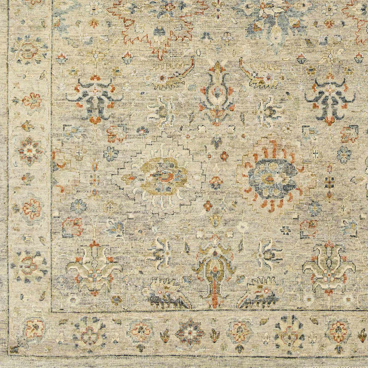 Sipocot Traditional Oushak Beige Hand Knotted Wool Area Rug