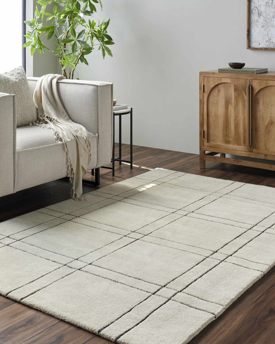 Sixto Contemporary Style Beige And Black Hand Tufted Wool Rug - The Rug Decor