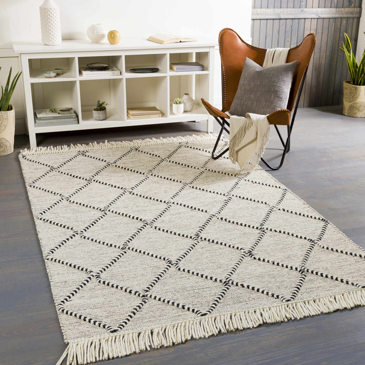 Siyabuswa Modern Geometrical Design Ivory And Black Hand Woven Rug - The Rug Decor