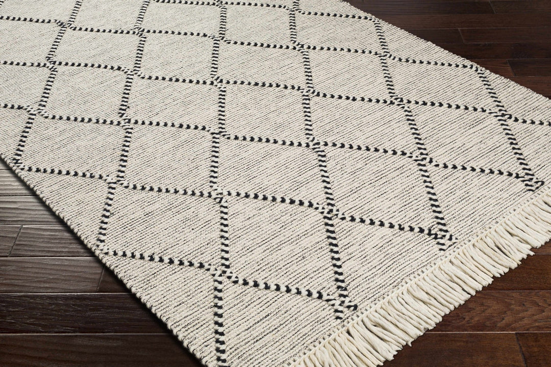 Siyabuswa Modern Geometrical Design Ivory And Black Hand Woven Rug - The Rug Decor