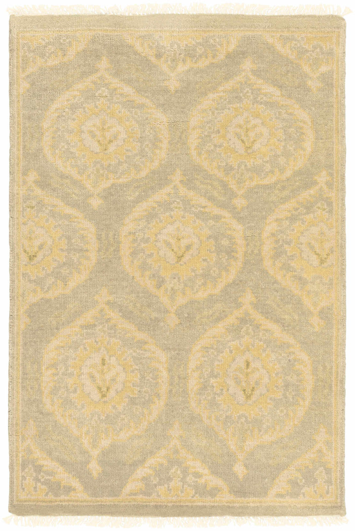 Milly Traditional Style Beige Hand Knotted Wool Area Rug