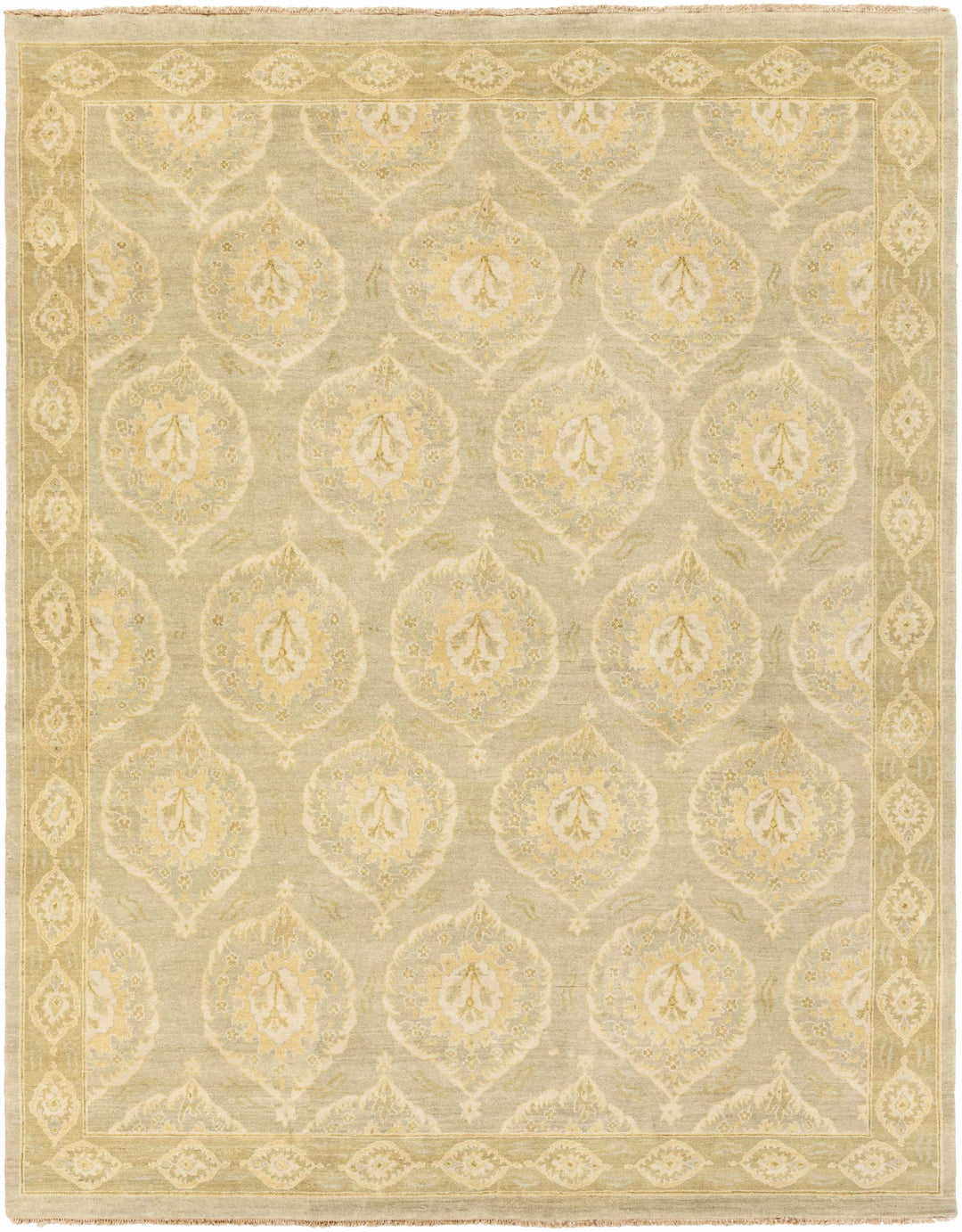 Milly Traditional Style Beige Hand Knotted Wool Area Rug