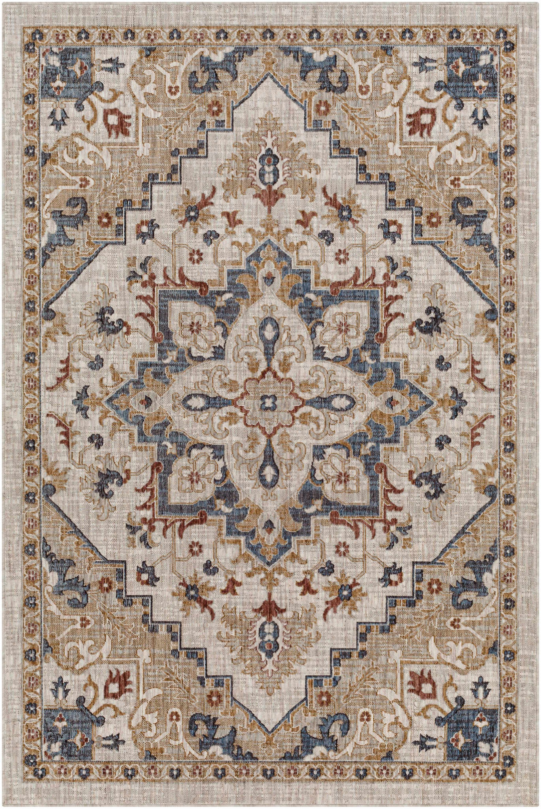 Lewa Traditional Medallion Design Beige & Brown Rug