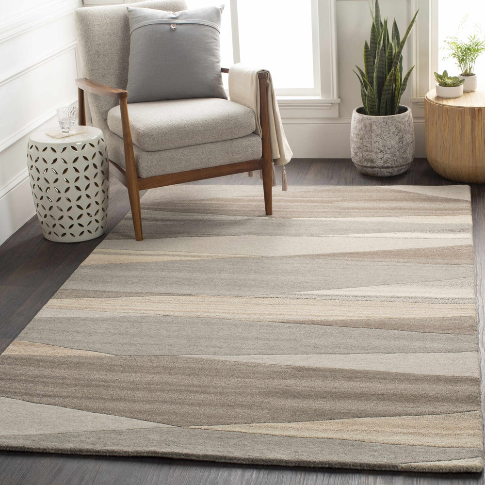 Skamokawa Modern Beige And Gray Hand Tufted Wool Area Rug - The Rug Decor