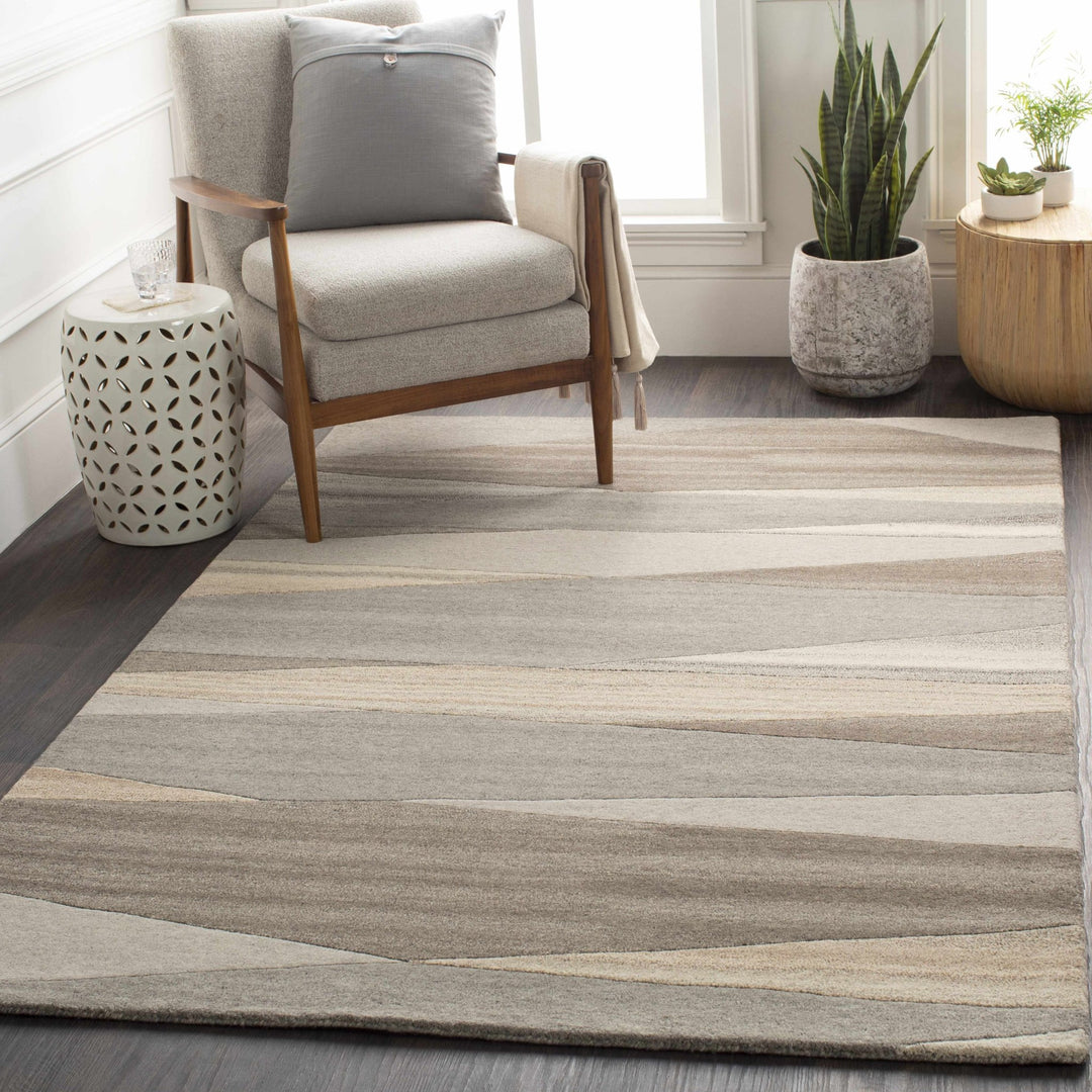 Skamokawa Modern Beige And Gray Hand Tufted Wool Area Rug - The Rug Decor
