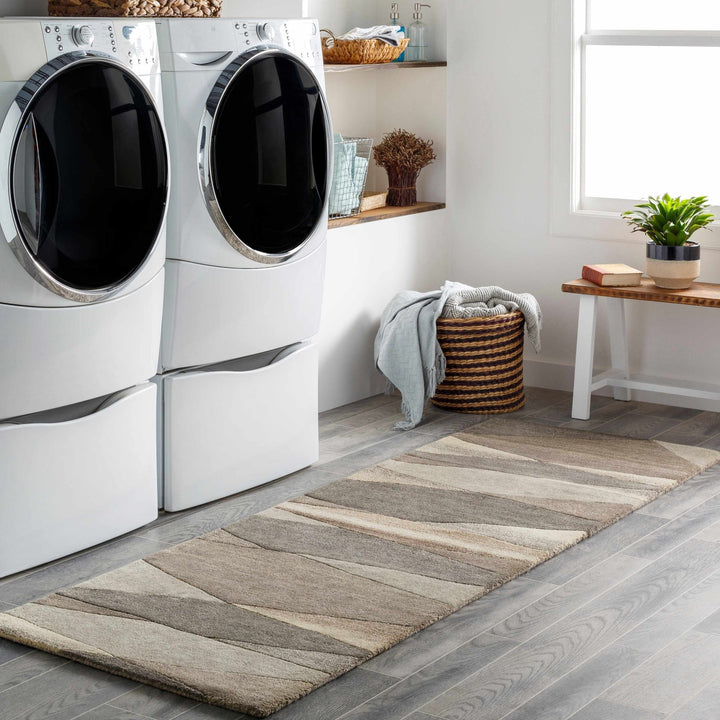 Skamokawa Modern Beige And Gray Hand Tufted Wool Area Rug - The Rug Decor