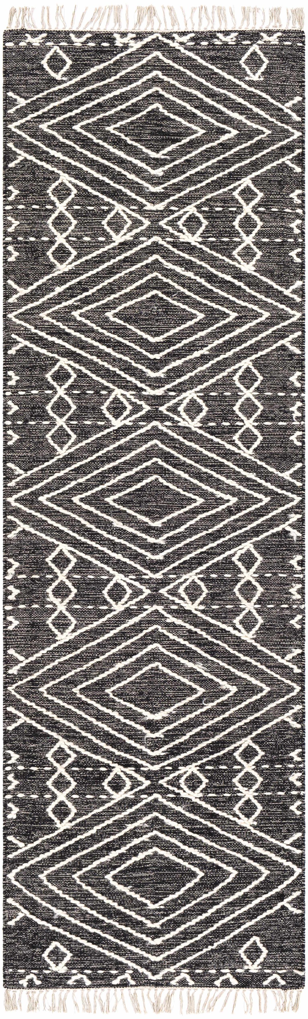 Skedee Modern Gemetrical Design Black Hand Woven Area Rug