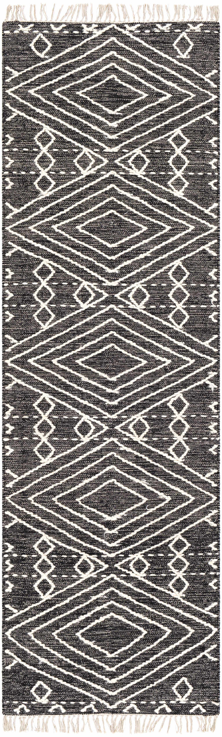 Skedee Modern Gemetrical Design Black Hand Woven Area Rug