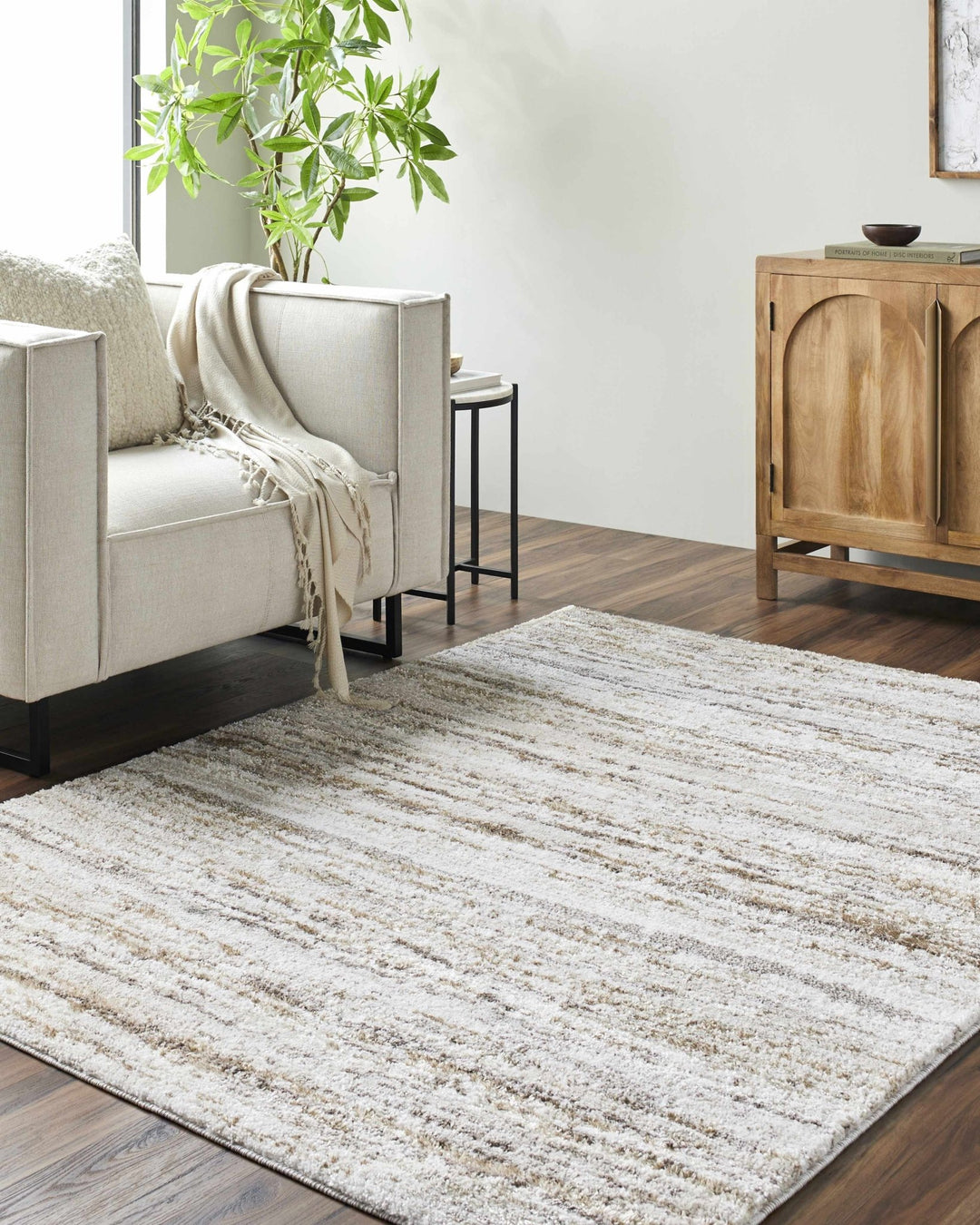 Skule Modern Abstract Beige And Ivory Area Rug - The Rug Decor