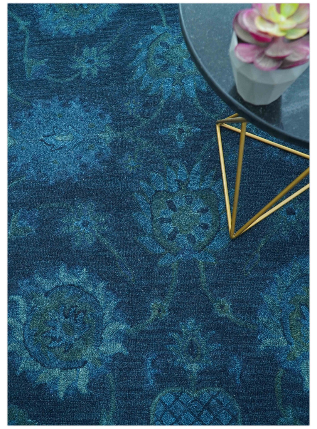 Sky Custom Made Blue Traditional Oushak Design Overdyed Wool Rug - The Rug Decor