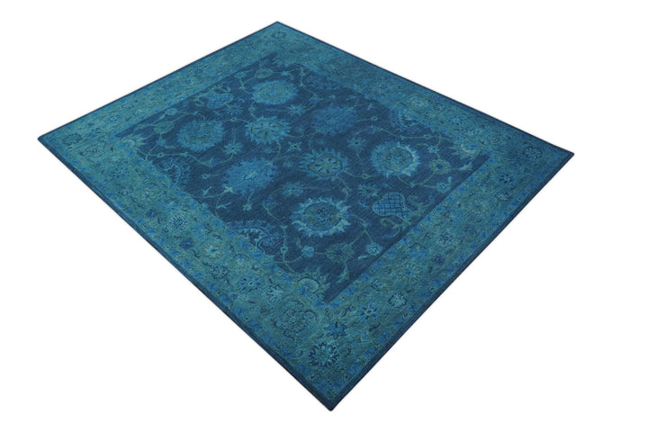 Sky Custom Made Blue Traditional Oushak Design Overdyed Wool Rug - The Rug Decor