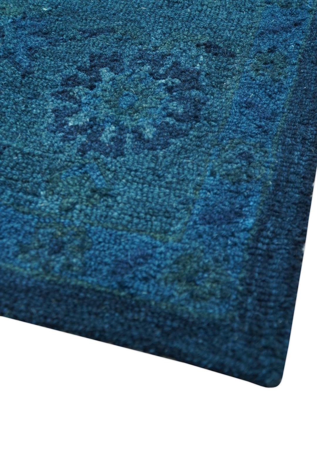 Sky Custom Made Blue Traditional Oushak Design Overdyed Wool Rug - The Rug Decor