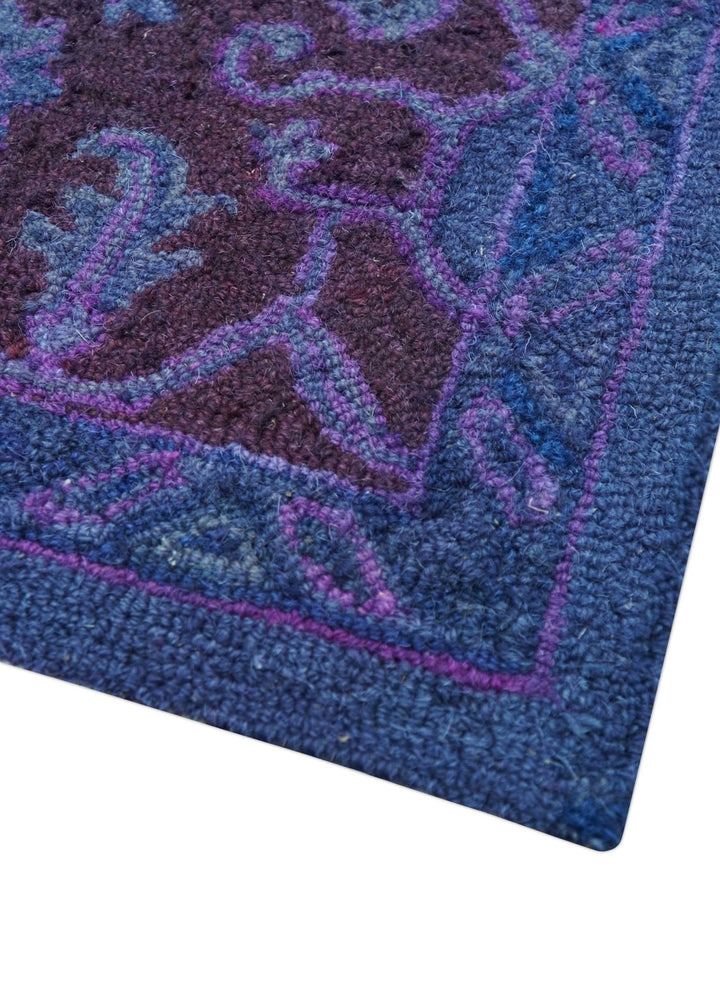 Sky Traditional Design Purple Hand Tufted Overdyed Wool Rug - The Rug Decor