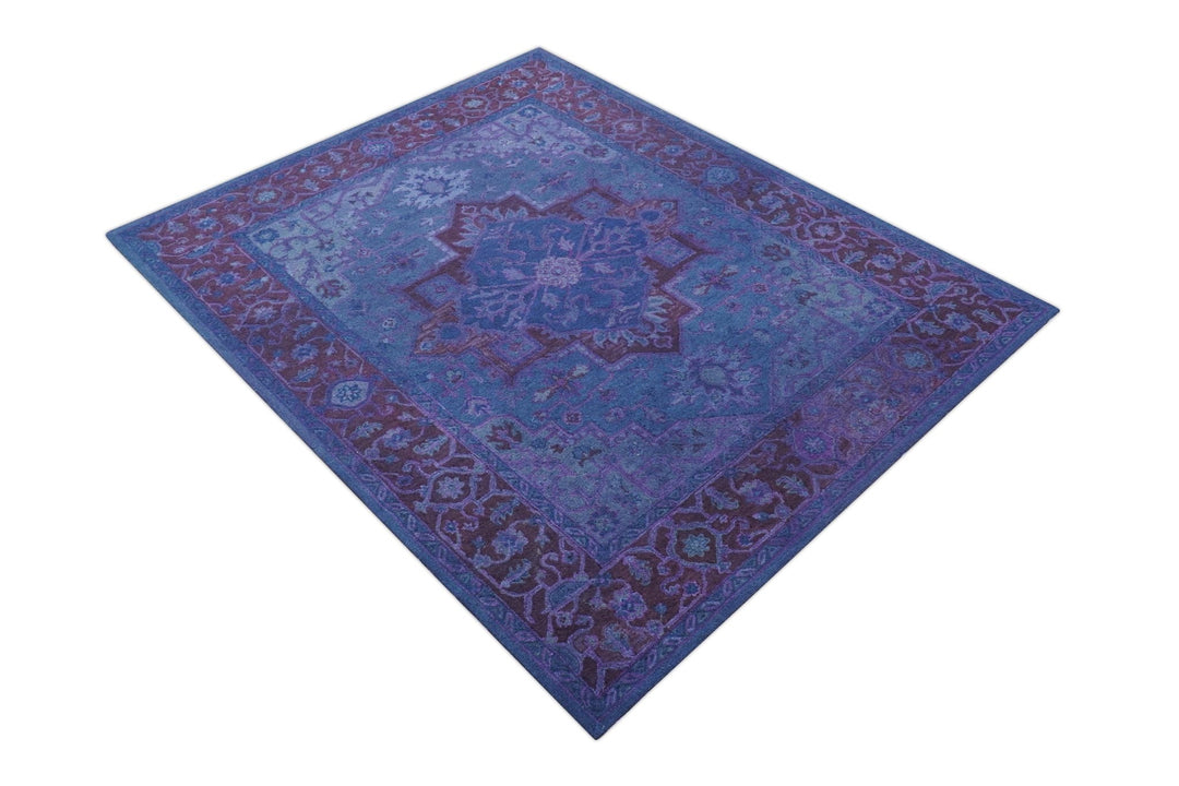 Sky Traditional Design Purple Hand Tufted Overdyed Wool Rug - The Rug Decor