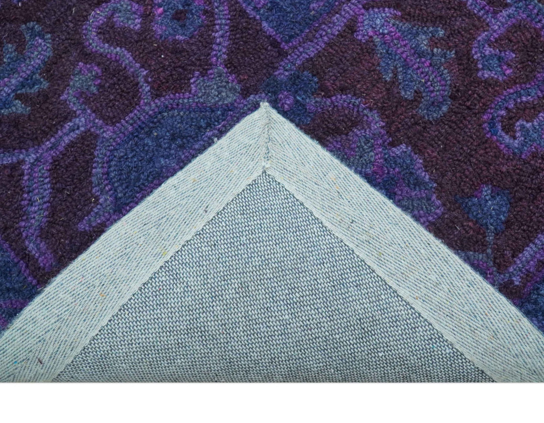 Sky Traditional Design Purple Hand Tufted Overdyed Wool Rug - The Rug Decor