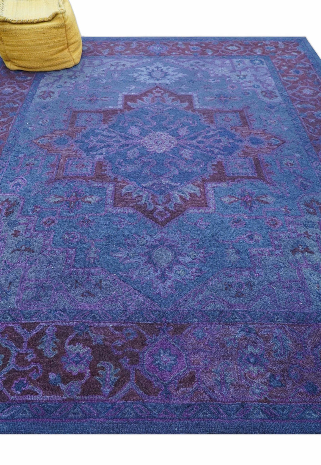 Sky Traditional Design Purple Hand Tufted Overdyed Wool Rug - The Rug Decor
