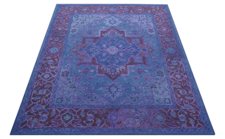 Sky Traditional Design Purple Hand Tufted Overdyed Wool Rug - The Rug Decor