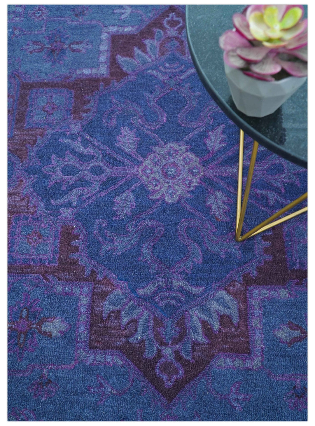 Sky Traditional Design Purple Hand Tufted Overdyed Wool Rug - The Rug Decor