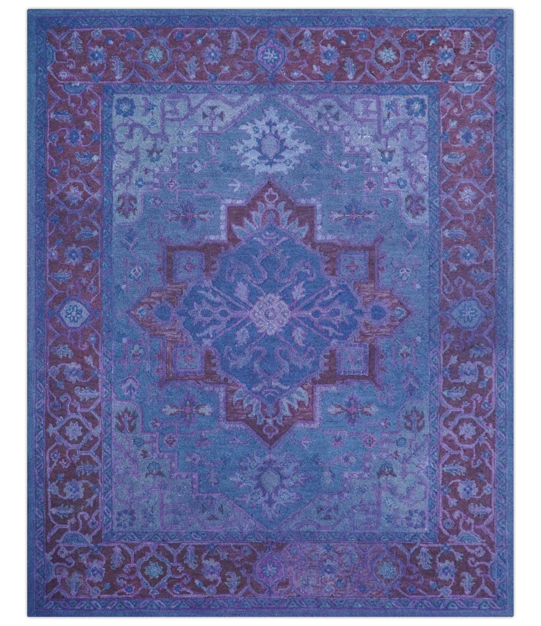 Sky Traditional Design Purple Hand Tufted Overdyed Wool Rug - The Rug Decor