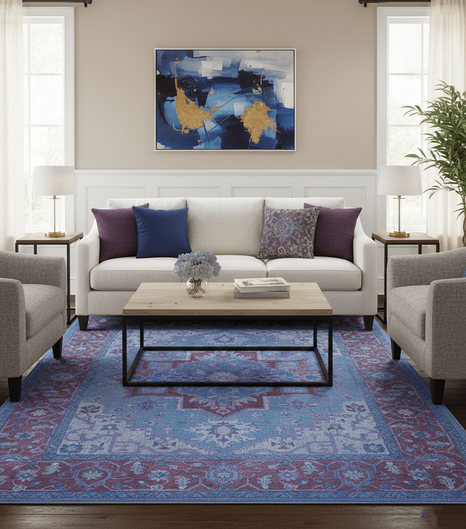 Sky Traditional Design Purple Hand Tufted Overdyed Wool Rug - The Rug Decor