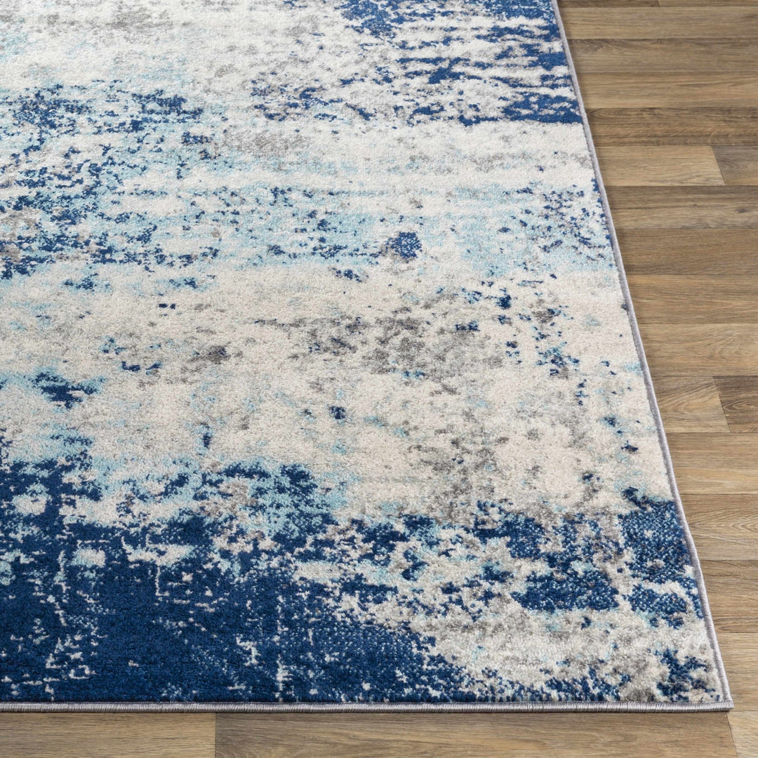 Slamannan Ivory And Blue Modern Abstract Design Area Rug - The Rug Decor