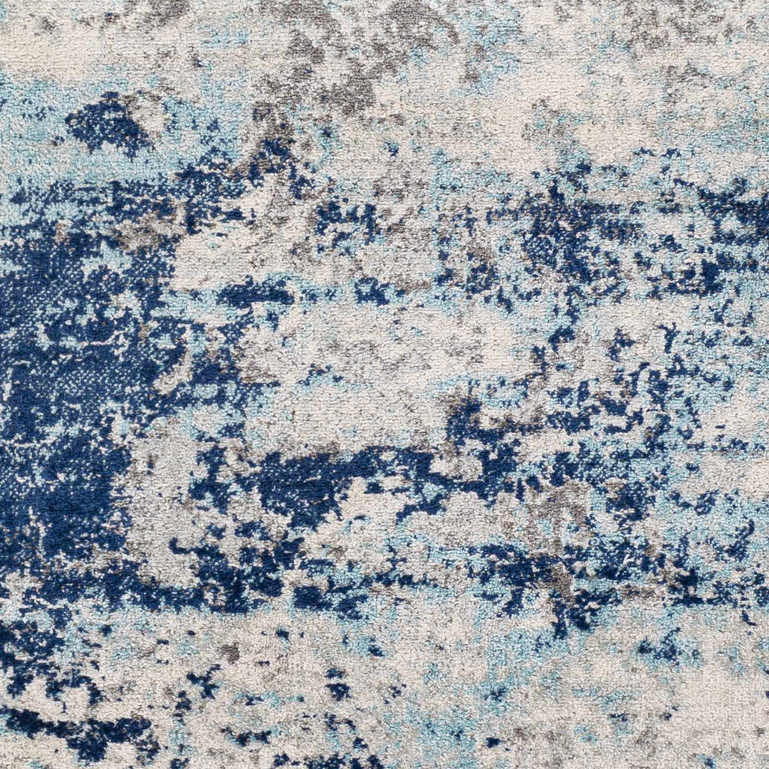 Slamannan Ivory And Blue Modern Abstract Design Area Rug - The Rug Decor