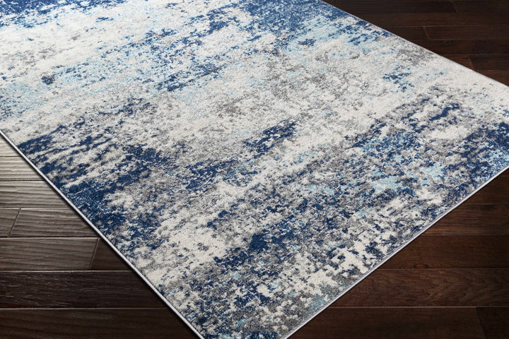 Slamannan Ivory And Blue Modern Abstract Design Area Rug - The Rug Decor