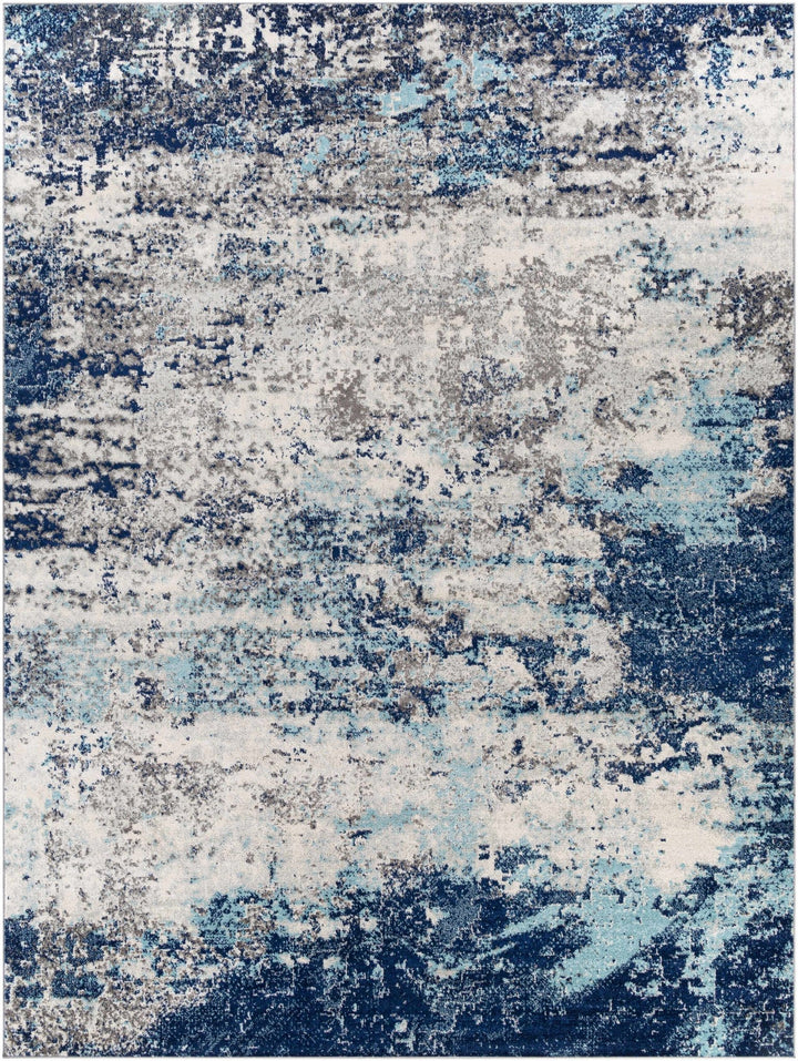 Slamannan Ivory And Blue Modern Abstract Design Area Rug - The Rug Decor