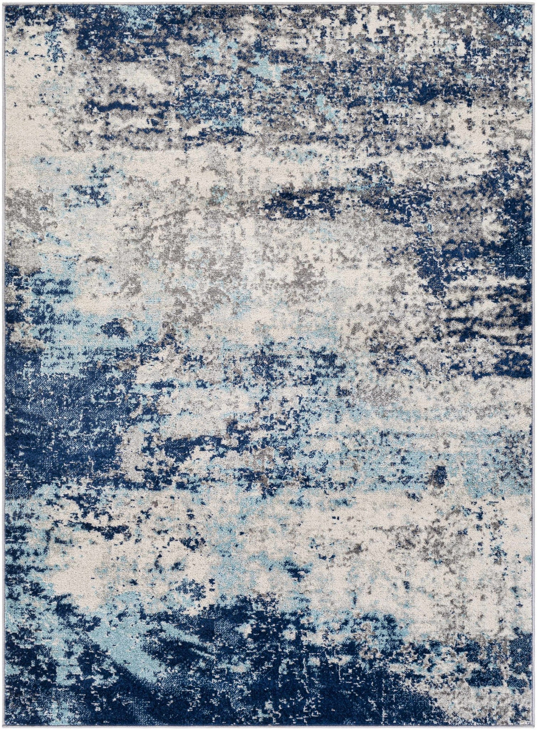 Slamannan Ivory And Blue Modern Abstract Design Area Rug - The Rug Decor
