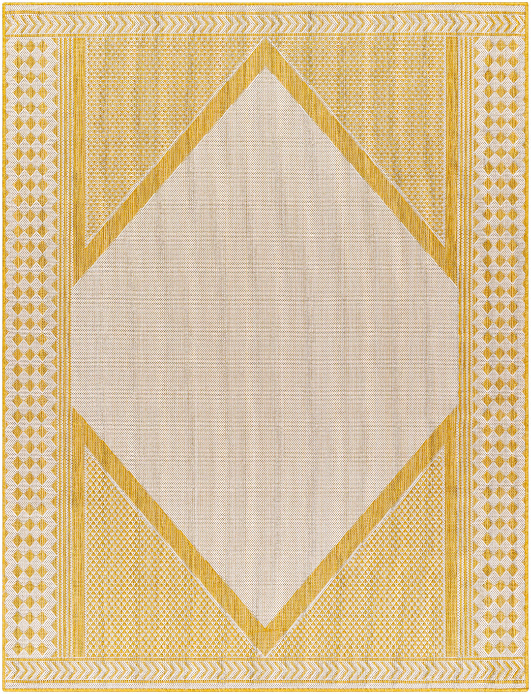 Efrem Modern Geometric Design Mustard & Off White Area Rug