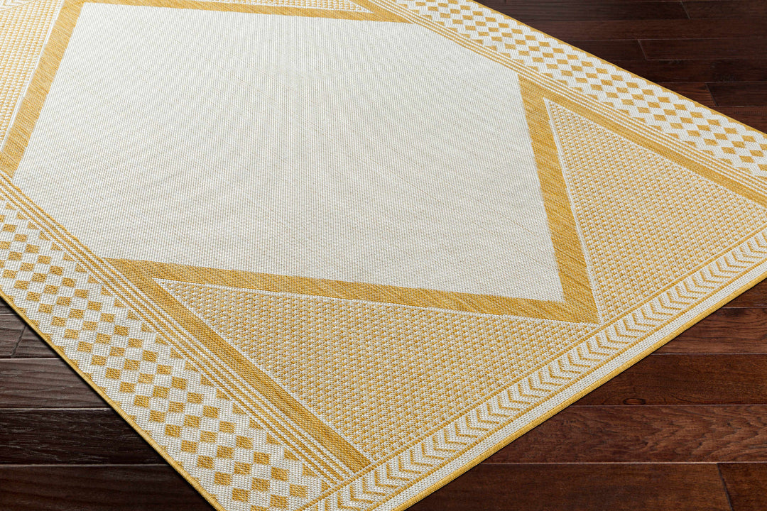 Efrem Modern Geometric Design Mustard & Off White Area Rug