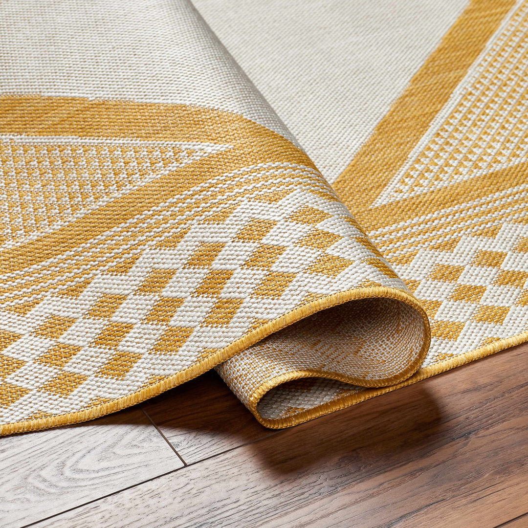 Efrem Modern Geometric Design Mustard & Off White Area Rug