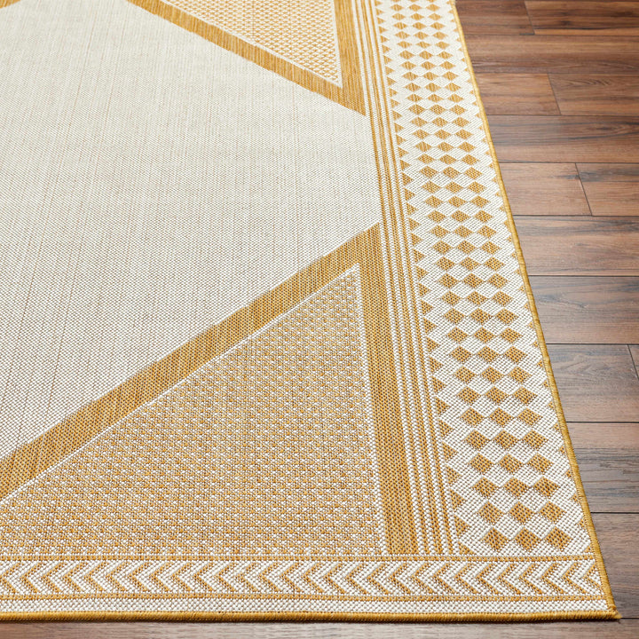 Efrem Modern Geometric Design Mustard & Off White Area Rug