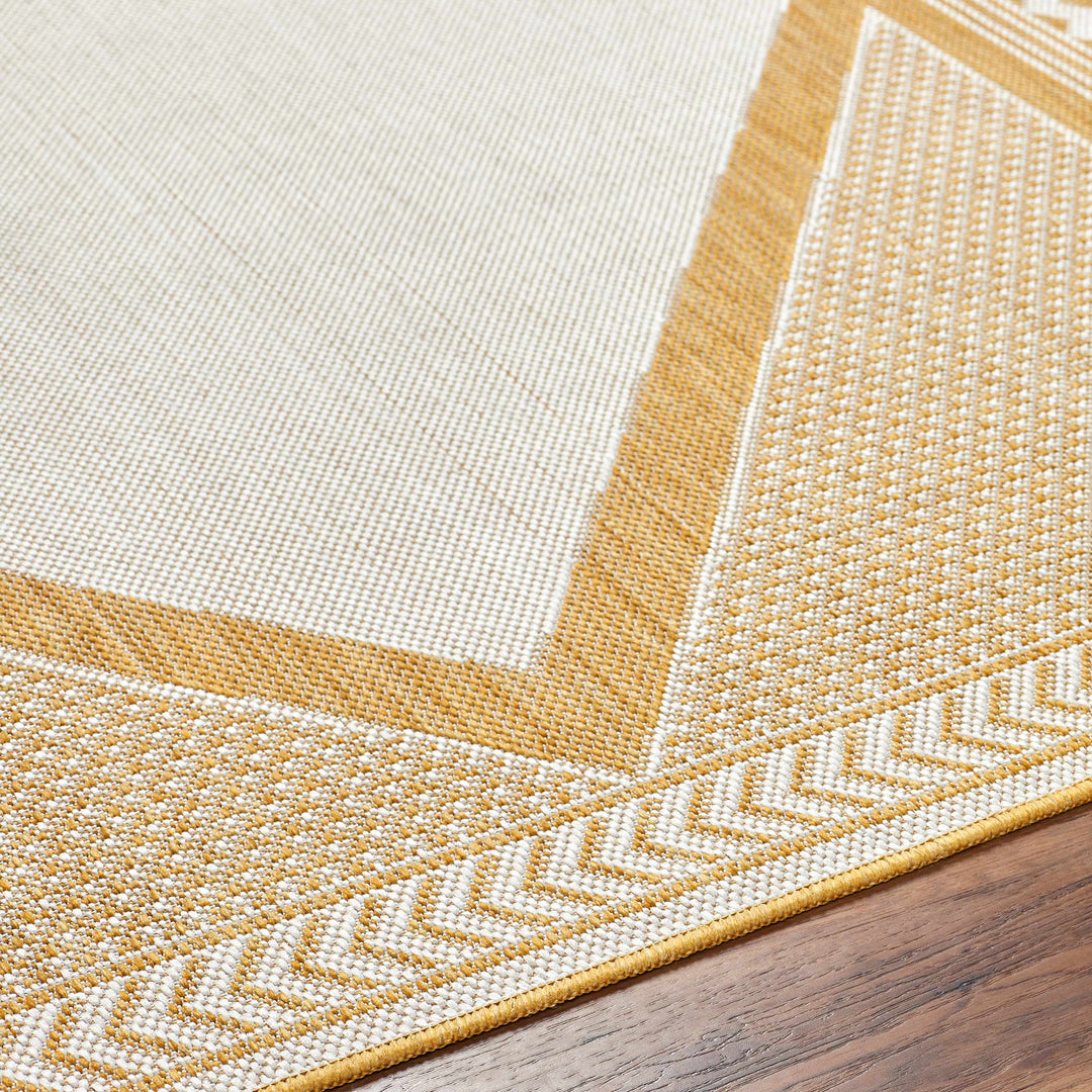 Efrem Modern Geometric Design Mustard & Off White Area Rug