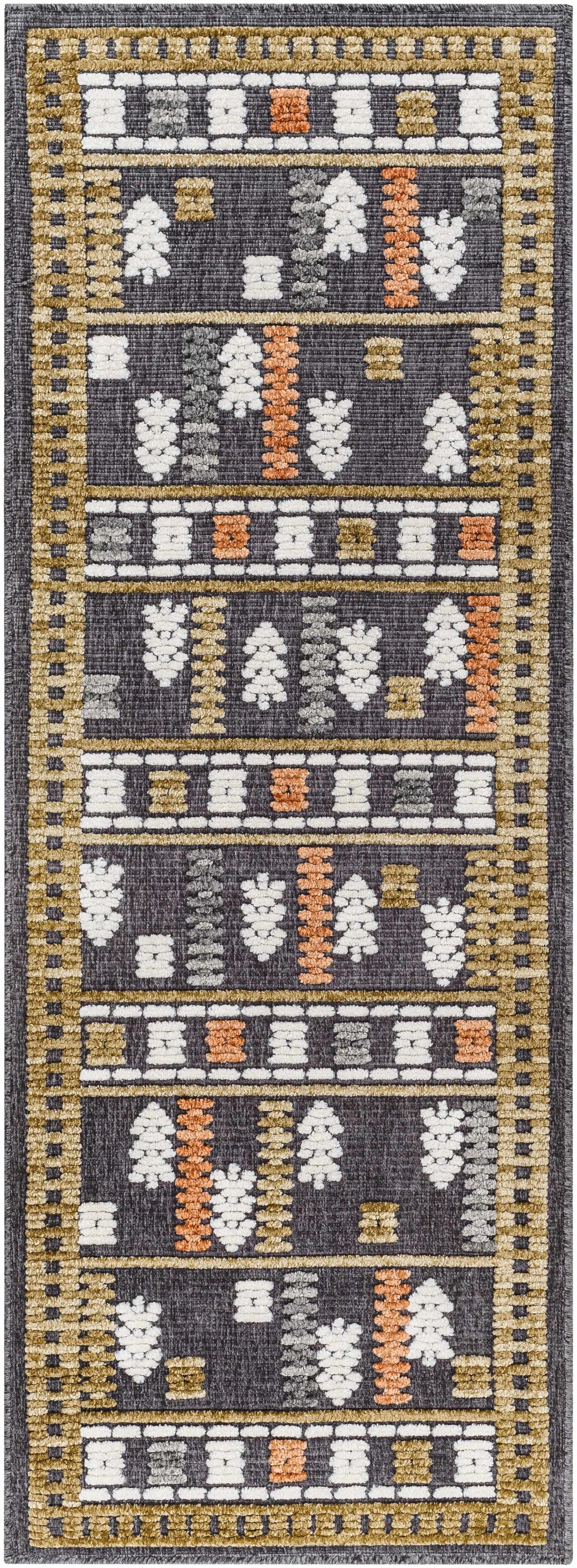 Kade Modern Tribal Design Charcoal And Brown Washable Area Rug