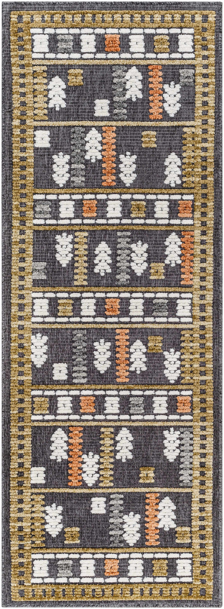 Kade Modern Tribal Design Charcoal And Brown Washable Area Rug
