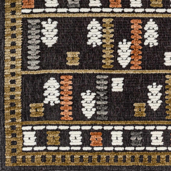 Kade Modern Tribal Design Charcoal And Brown Washable Area Rug