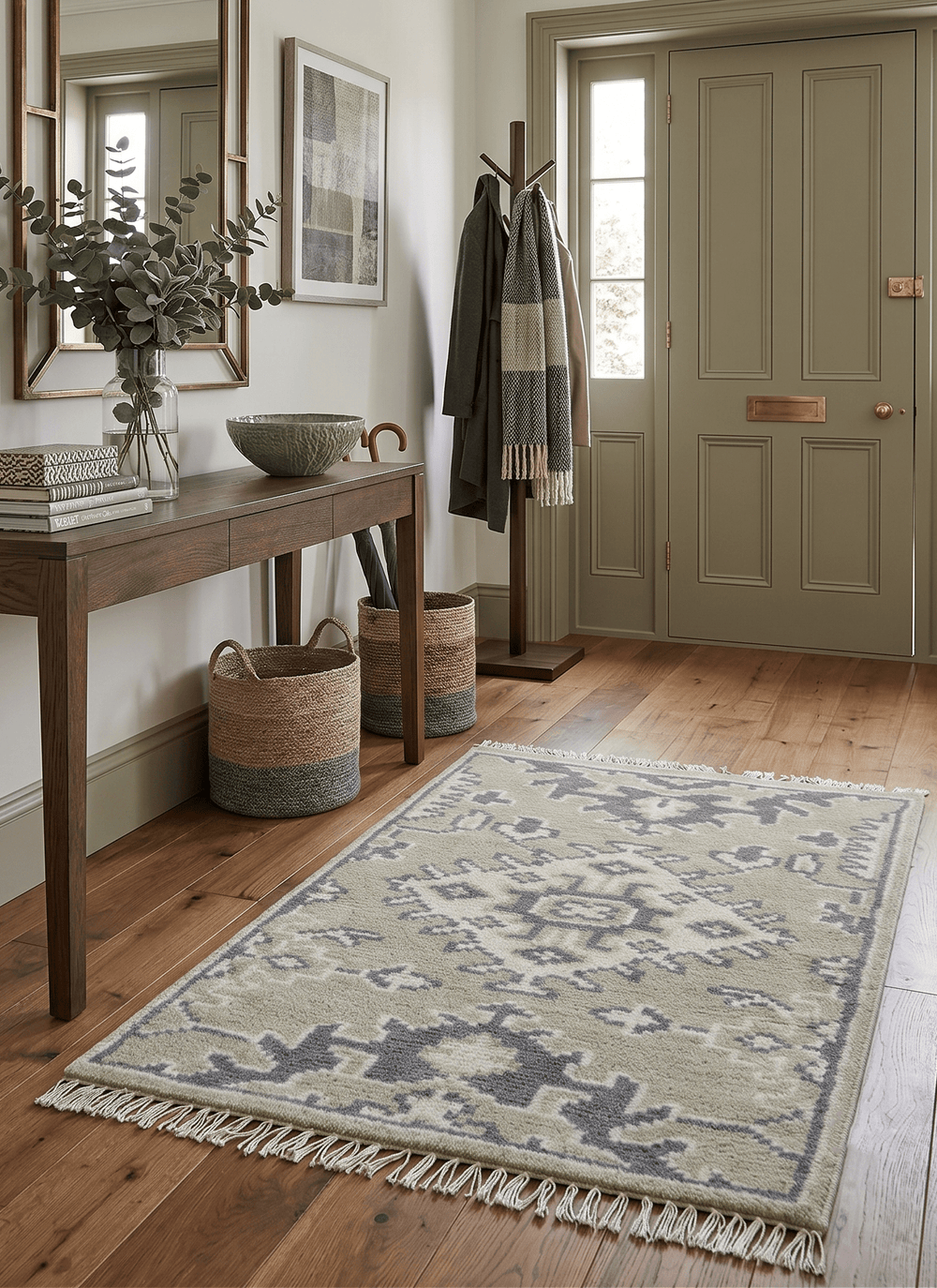 Small 2x3 Traditional Beige And Gray Hand Knotted Wool Rug - The Rug Decor