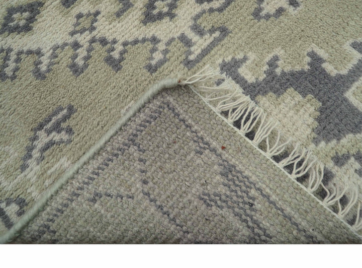 Small 2x3 Traditional Beige And Gray Hand Knotted Wool Rug - The Rug Decor