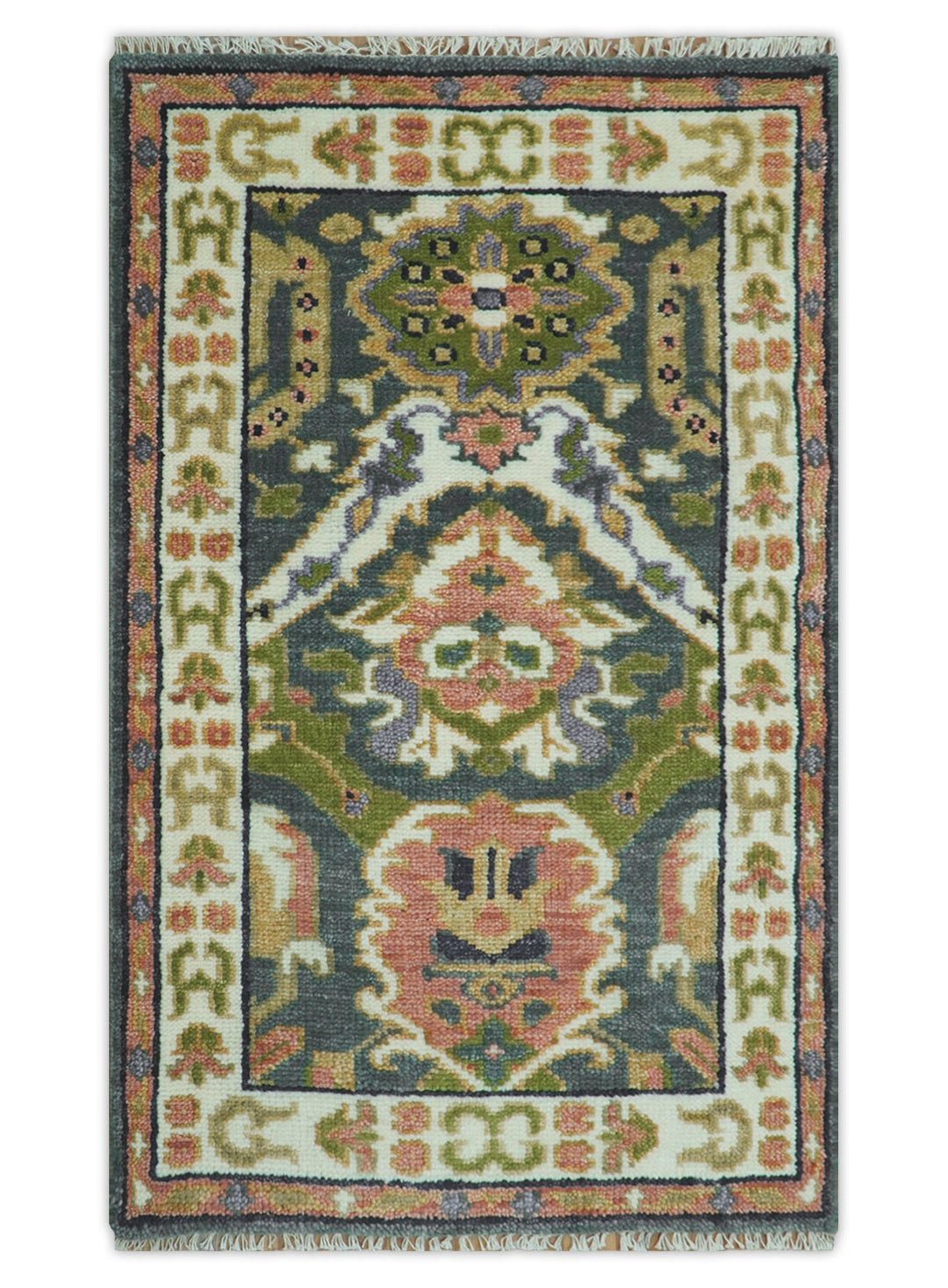 Small 3x5 Green And Gray Hand Knotted Wool Rug - The Rug Decor