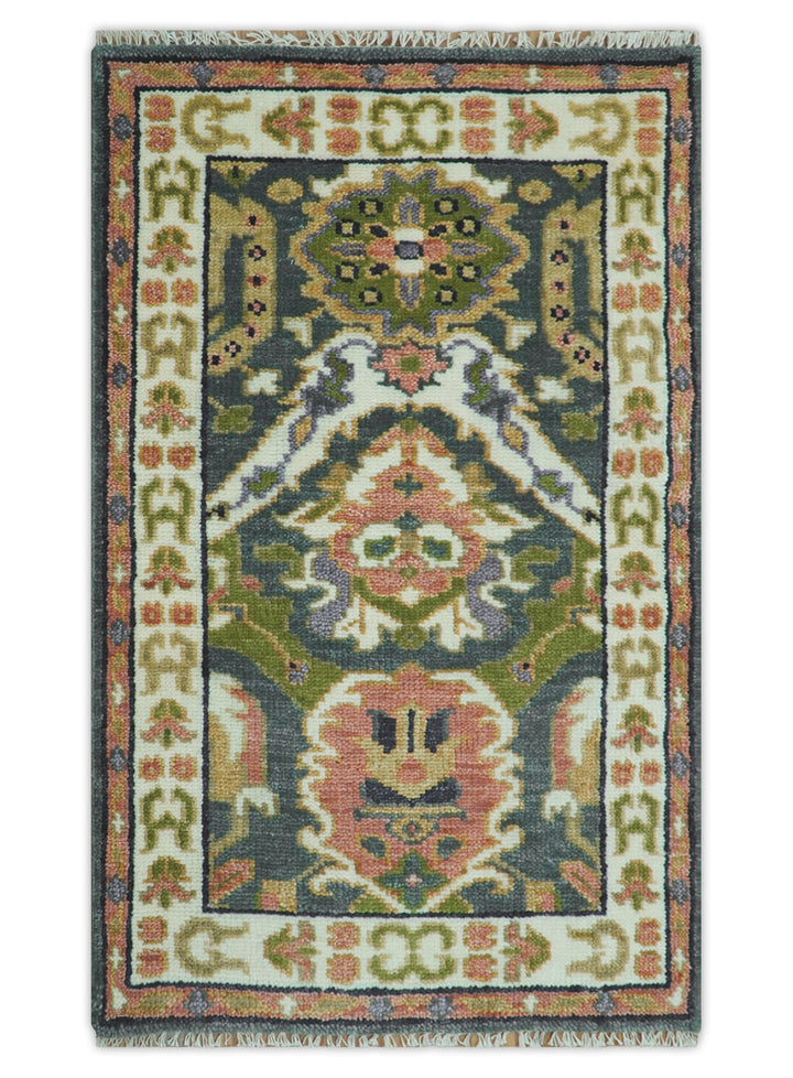Small 3x5 Green And Gray Hand Knotted Wool Rug - The Rug Decor