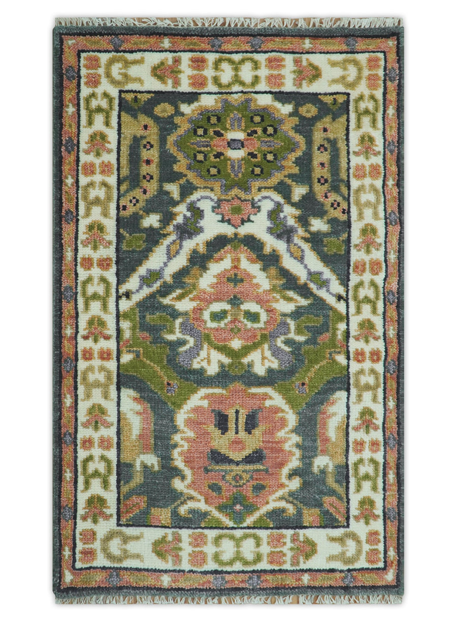Small 3x5 Green And Gray Hand Knotted Wool Rug - The Rug Decor
