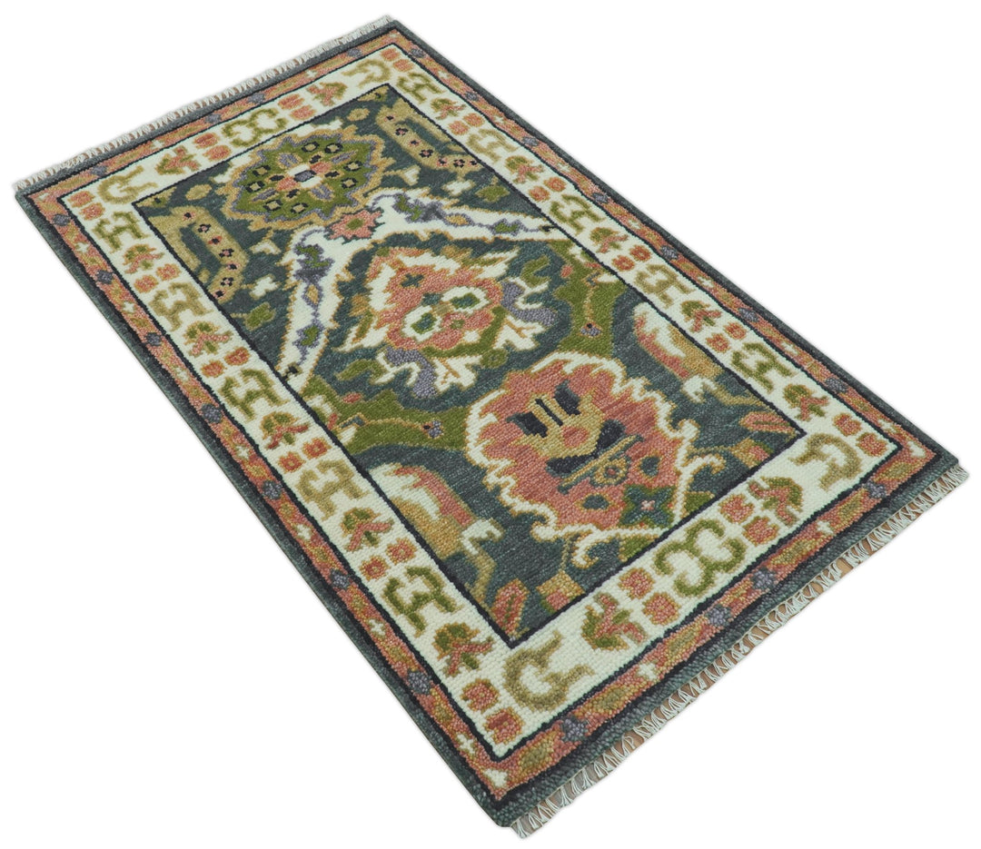 Small 3x5 Green And Gray Hand Knotted Wool Rug - The Rug Decor