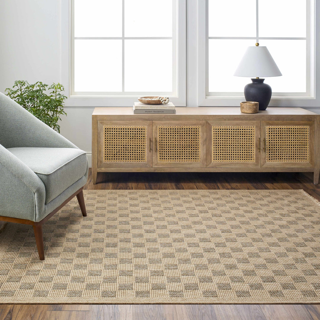 Jurek Beige & Brown Contemporary Design Outdoor Rug
