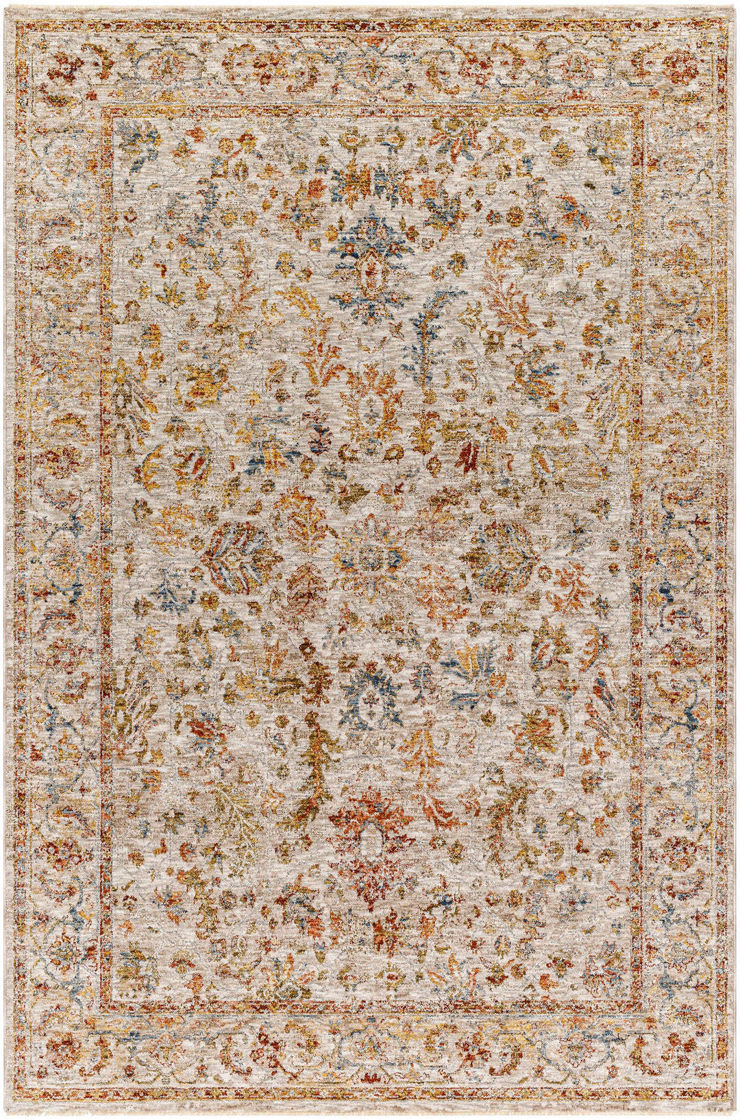 Asabi Tan And Rust Floral Design Rug
