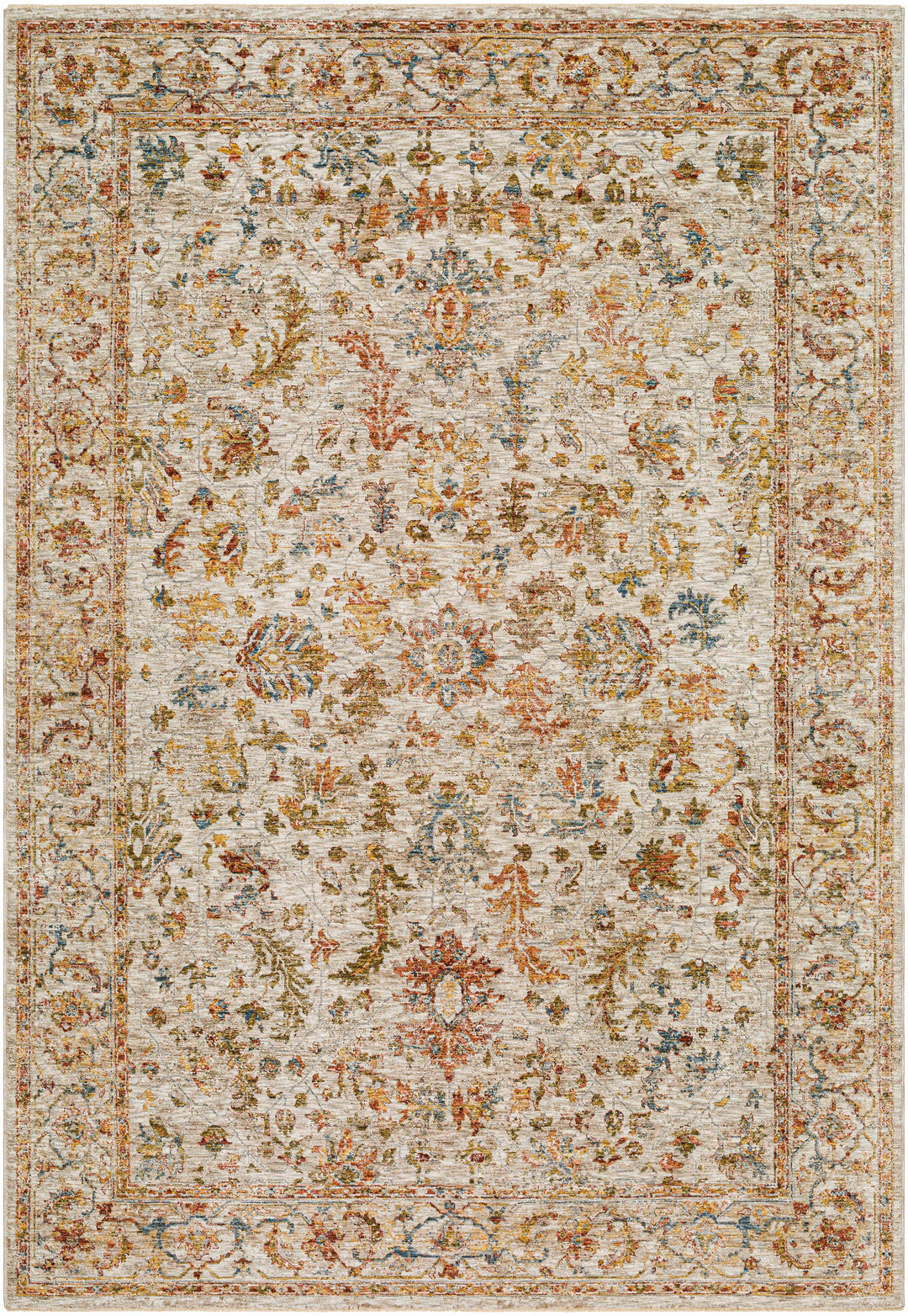 Asabi Tan And Rust Floral Design Rug