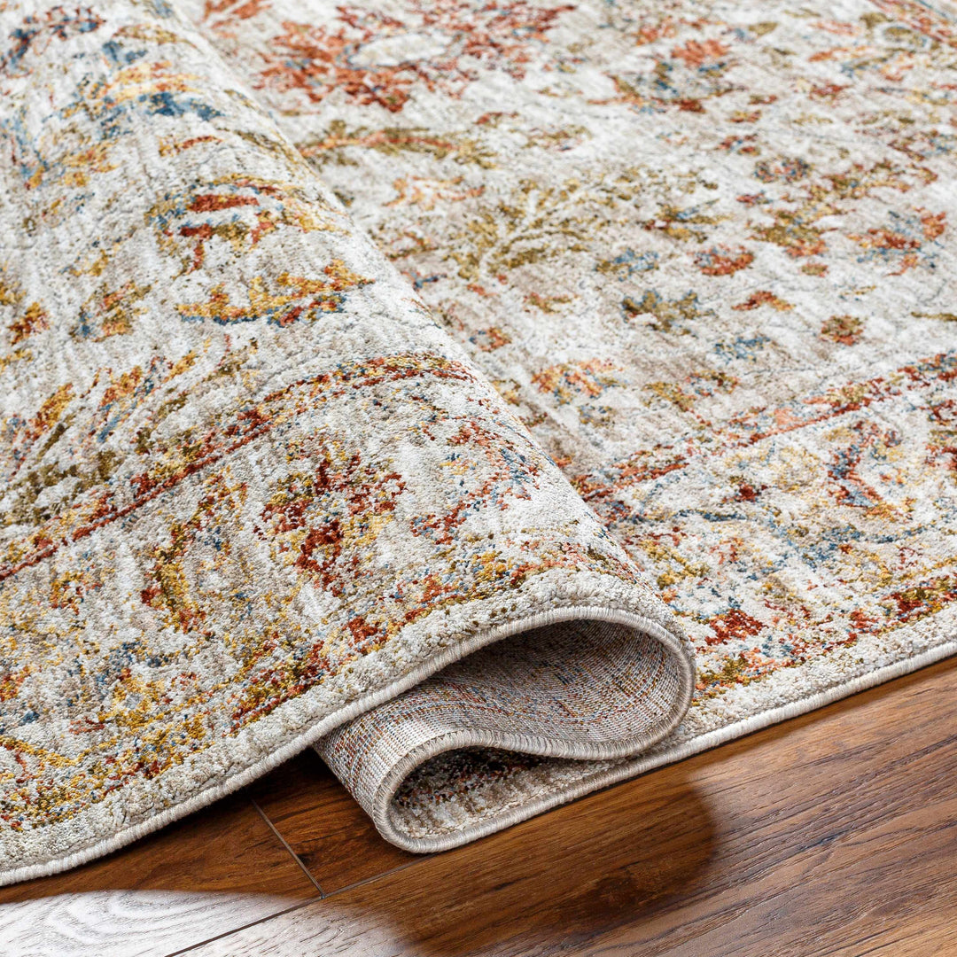Asabi Tan And Rust Floral Design Rug