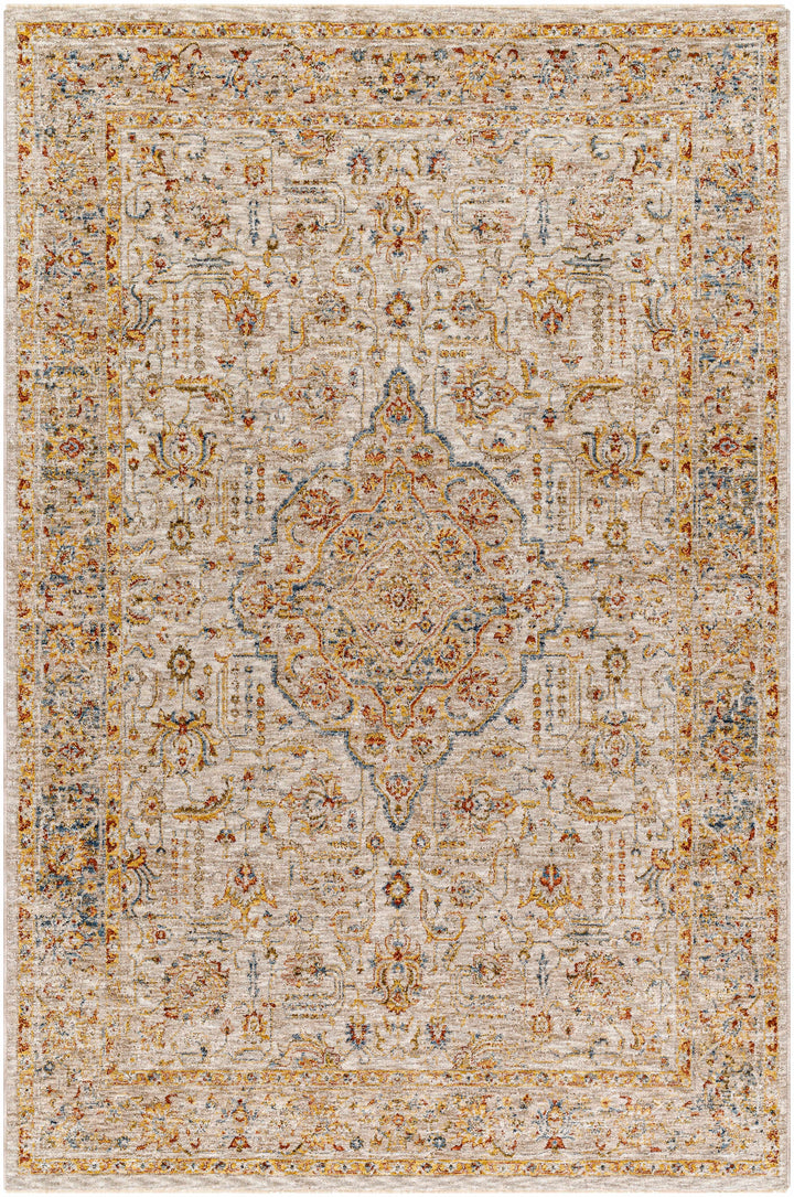 Canan Mustard And Beige Traditional Medallion Design Rug